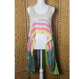 The Morgan Factory Crochet Kantha Silk Tank Top Tunic M